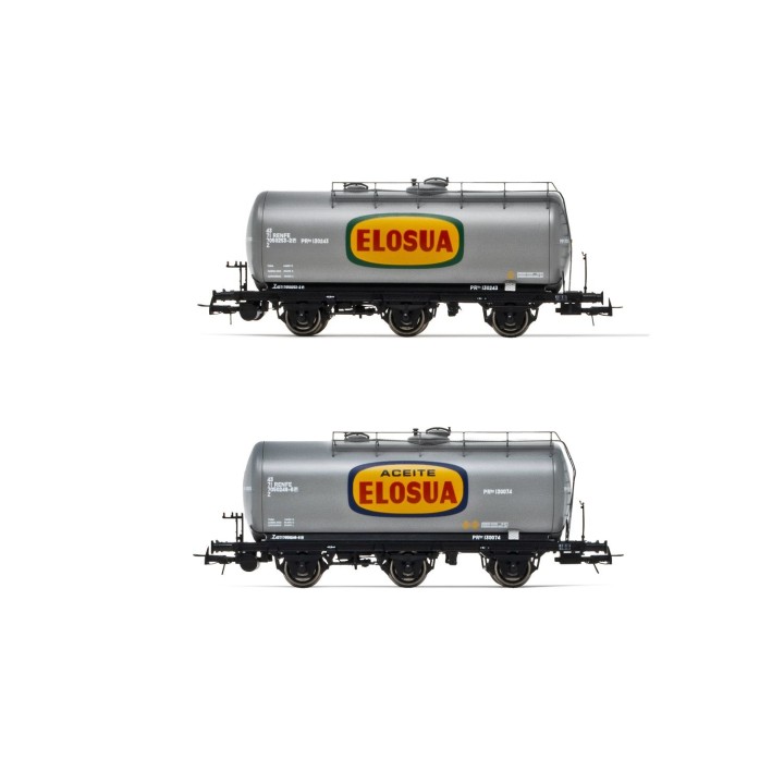 SET 2 VAGONES CISTERNA 3 EJES ELOSUA" ELECTROTREN HE6024 ESCALA H0"