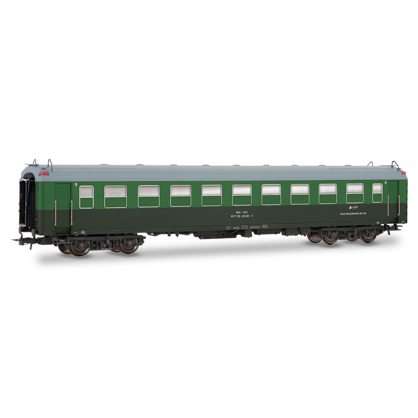 COCHE SSV-1041 TAJO DE VÍA" VERDE GRIS ADIF ELECTROTREN HE4031 ESCALA H0"