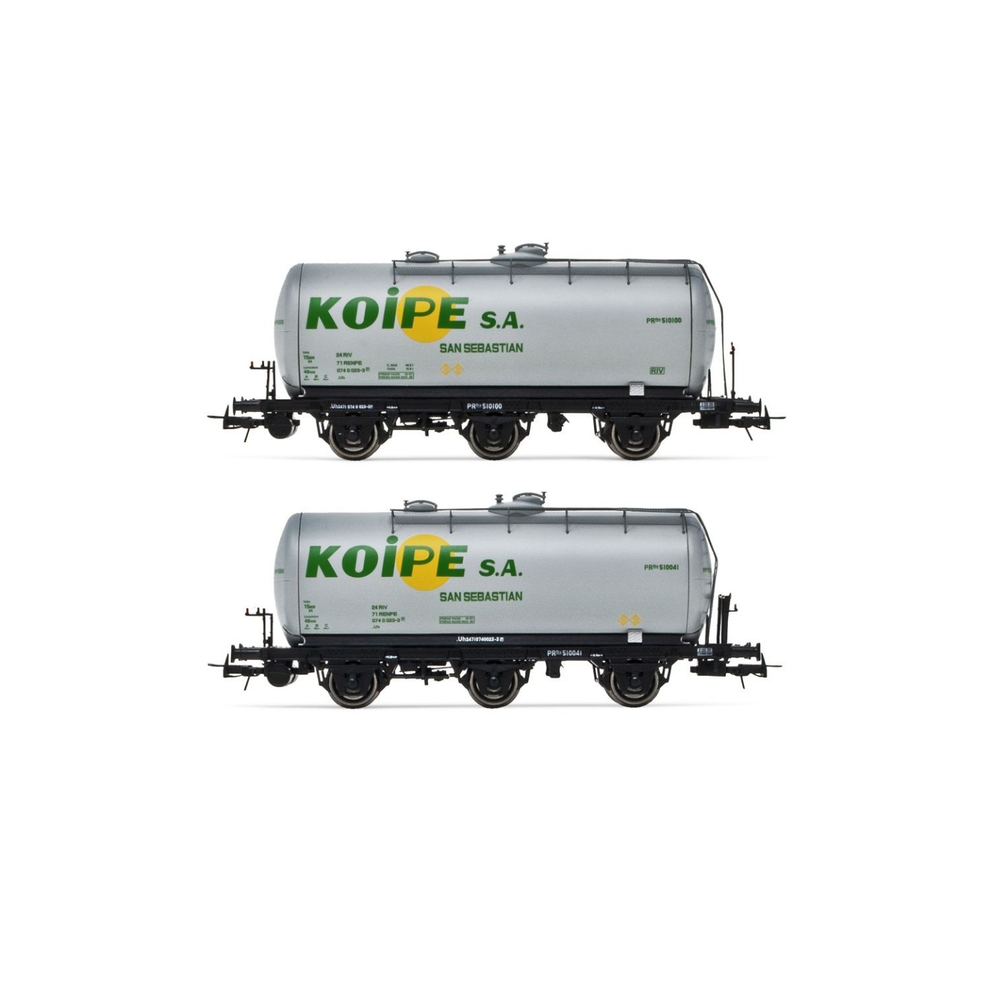SET 2 VAGONES CISTERNA 3 EJES KOIPE" ELECTROTREN HE6022 ESCALA H0"