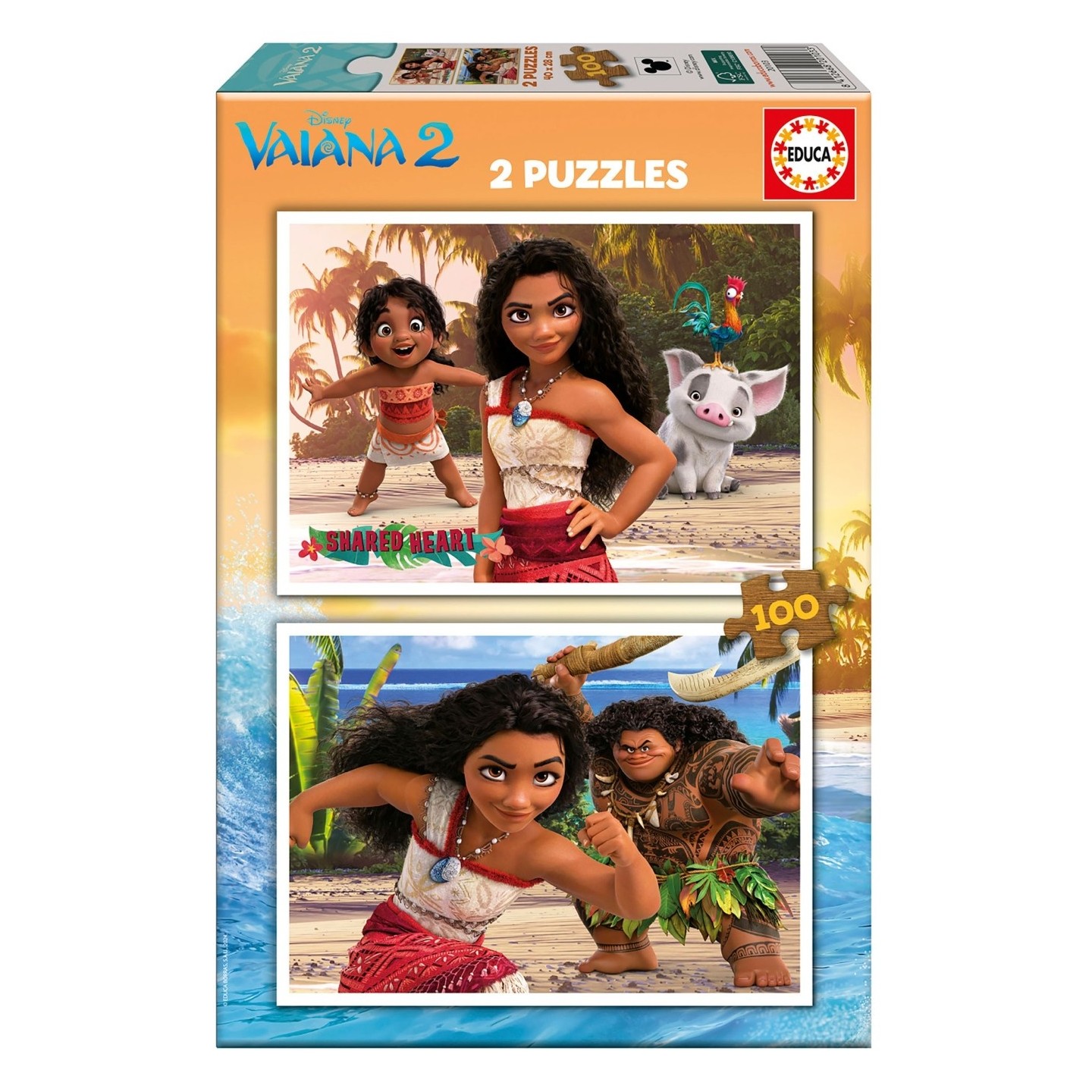 PUZZLE VAIANA 2 2X100 PIEZAS EDUCA 20103
