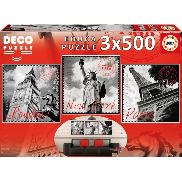 PUZZLE GRANDES CIUDADES 3X500 EDUCA 17096