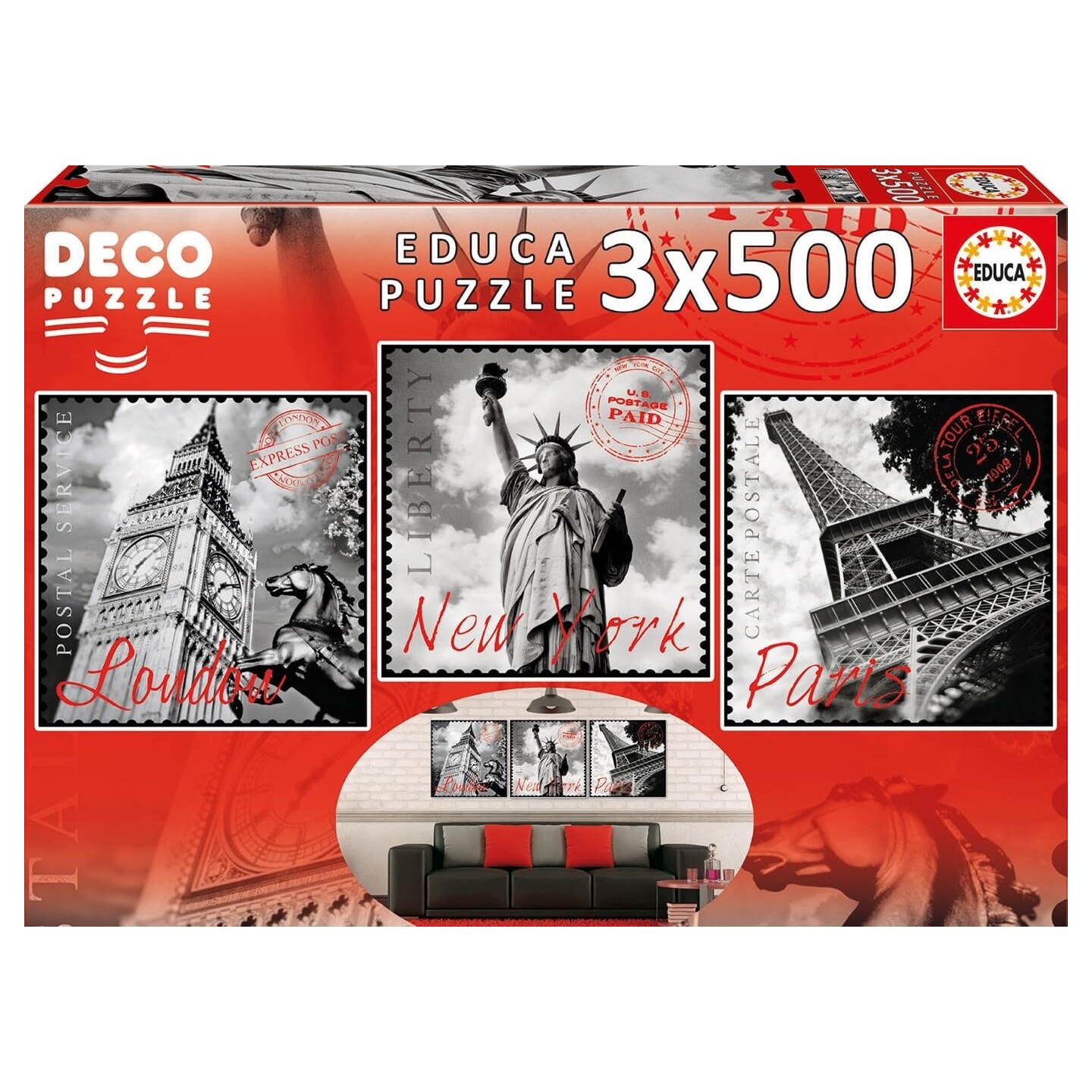 PUZZLE GRANDES CIUDADES 3X500 EDUCA 17096