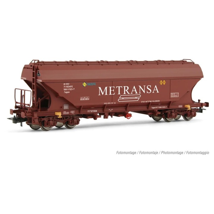 VAGÓN TOLVA TT5 ROJO ÓXIDO METRANSA" ELECTROTREN HE6068 ESCALA H0"