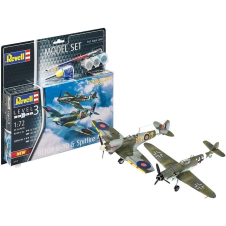 KIT CON PINTURAS MESSERCHMITT Bf109G-10 & SPITFIRE Mk.V REVELL 63710 ESCALA 1/72