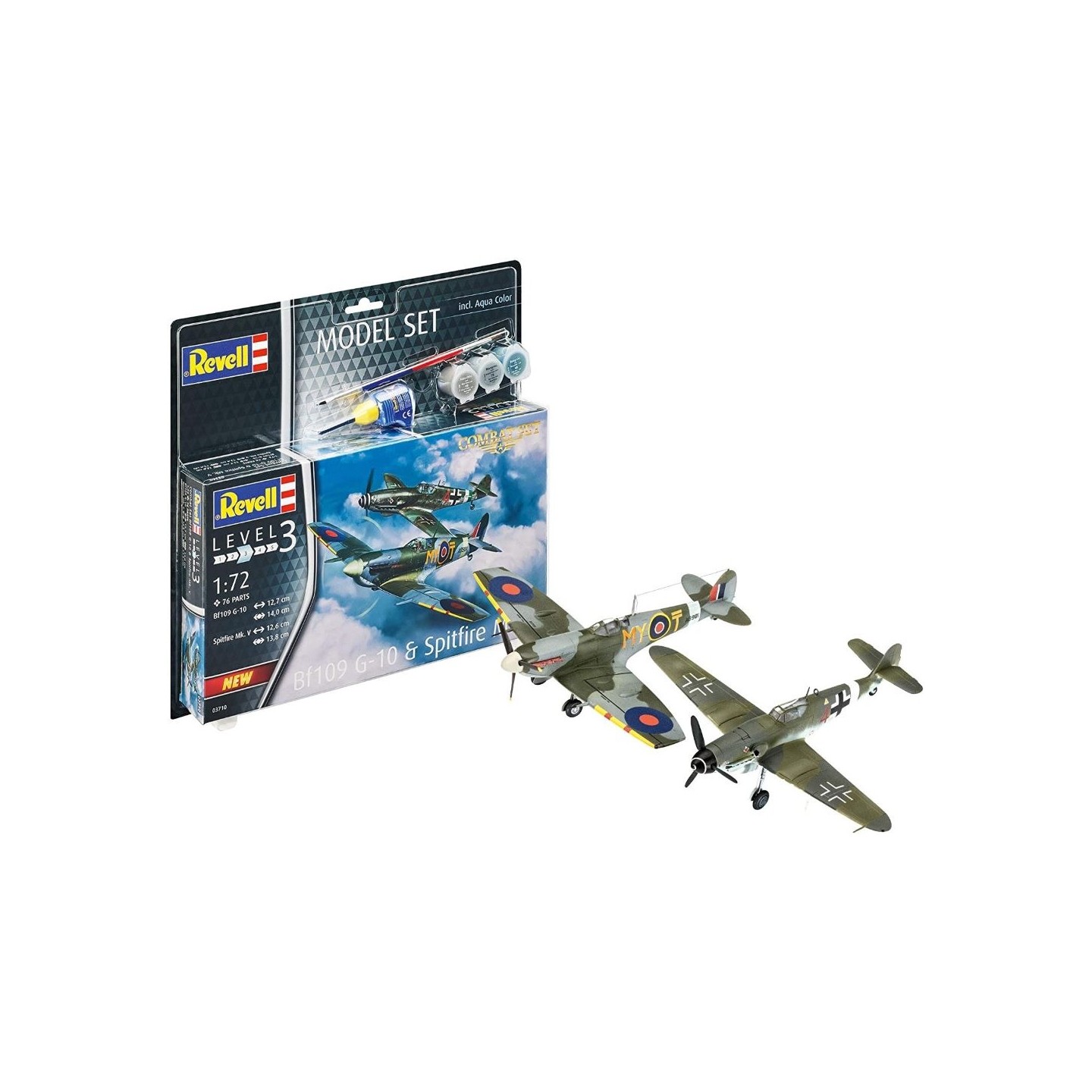KIT CON PINTURAS MESSERCHMITT Bf109G-10 & SPITFIRE Mk.V REVELL 63710 ESCALA 1/72