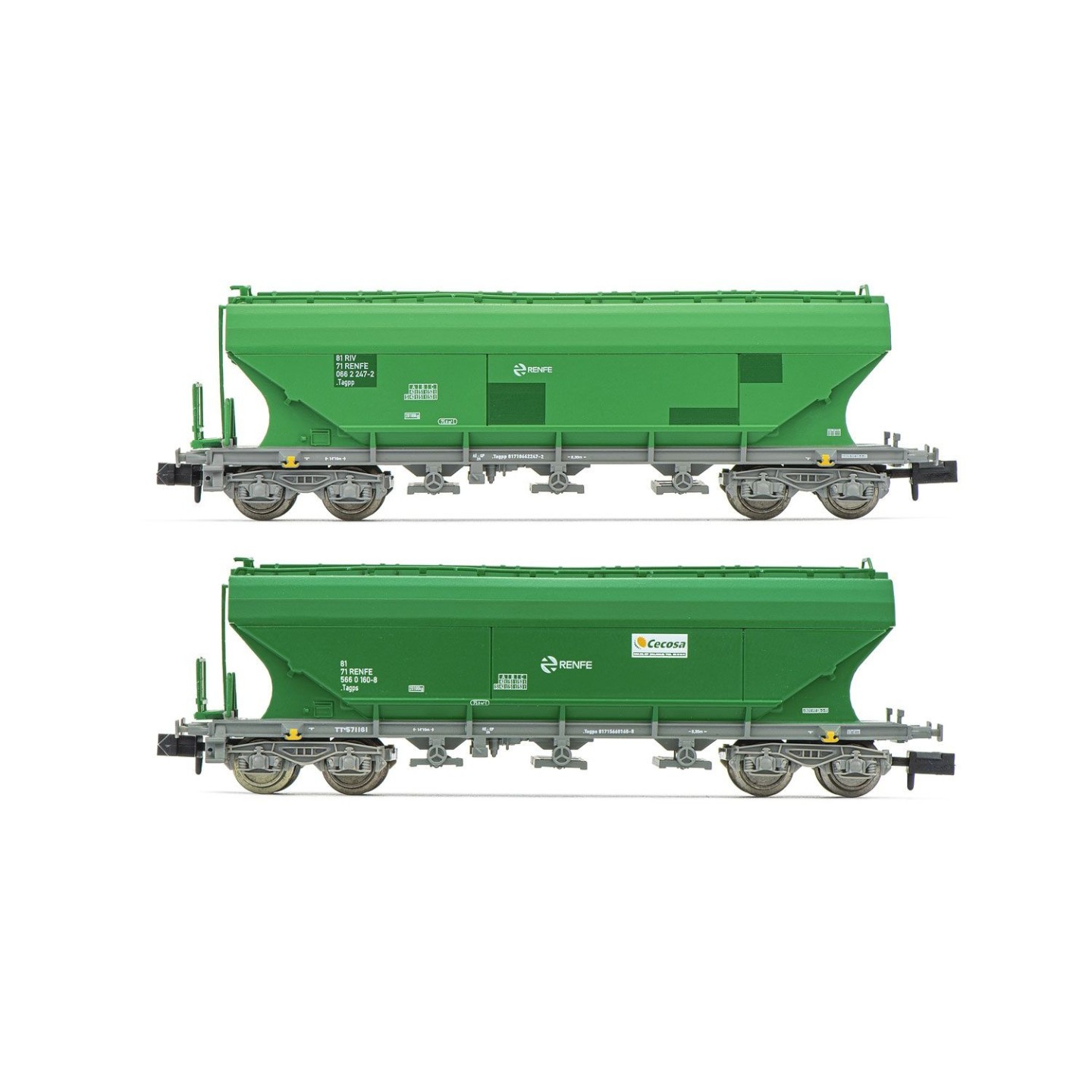 SET 2 VAGONES TOLVA VERDES RENFE ARNOLD HN6624 ESCALA N
