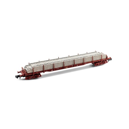 VAGON PLATAFORMA RENFE CARGADOS CON TRAVIESAS ARNOLD HN6503 ESCALA N