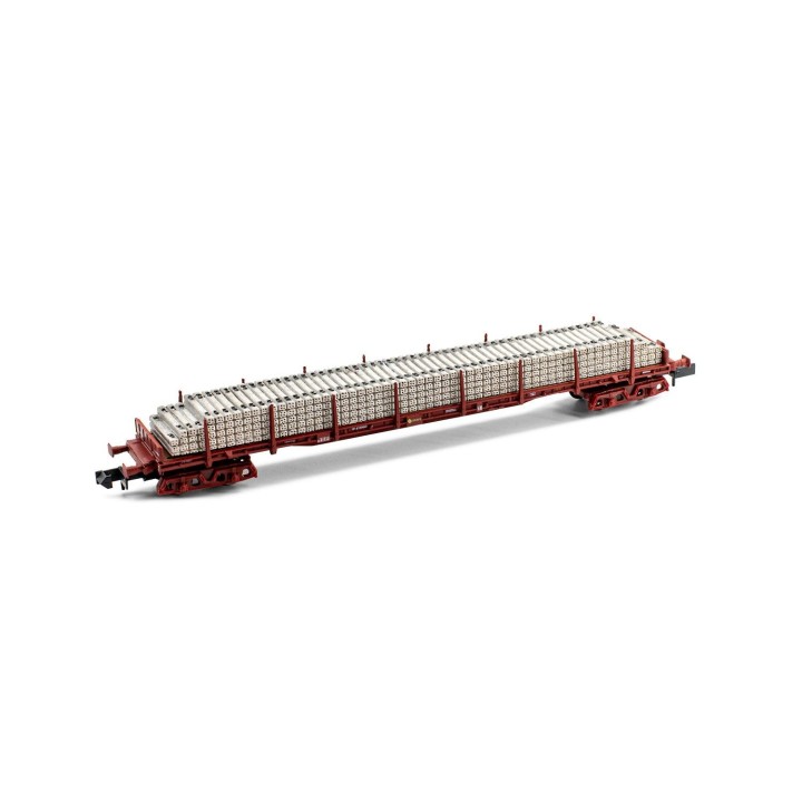 VAGON PLATAFORMA RENFE CARGADOS CON TRAVIESAS ARNOLD HN6503 ESCALA N