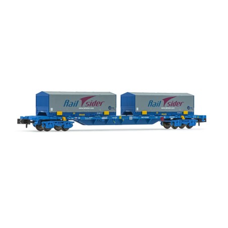 VAGON PLATAFORMA CON CONTENEDORES CADFER/RAILSIDER"  RENFE ARNOLD HN6592 ESCALA N"