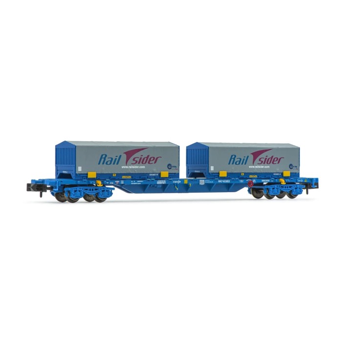VAGON PLATAFORMA CON CONTENEDORES CADFER/RAILSIDER"  RENFE ARNOLD HN6592 ESCALA N"