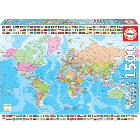 PUZZLE MAPAMUNDI POLITICO 1500 PIEZAS EDUCA 18500