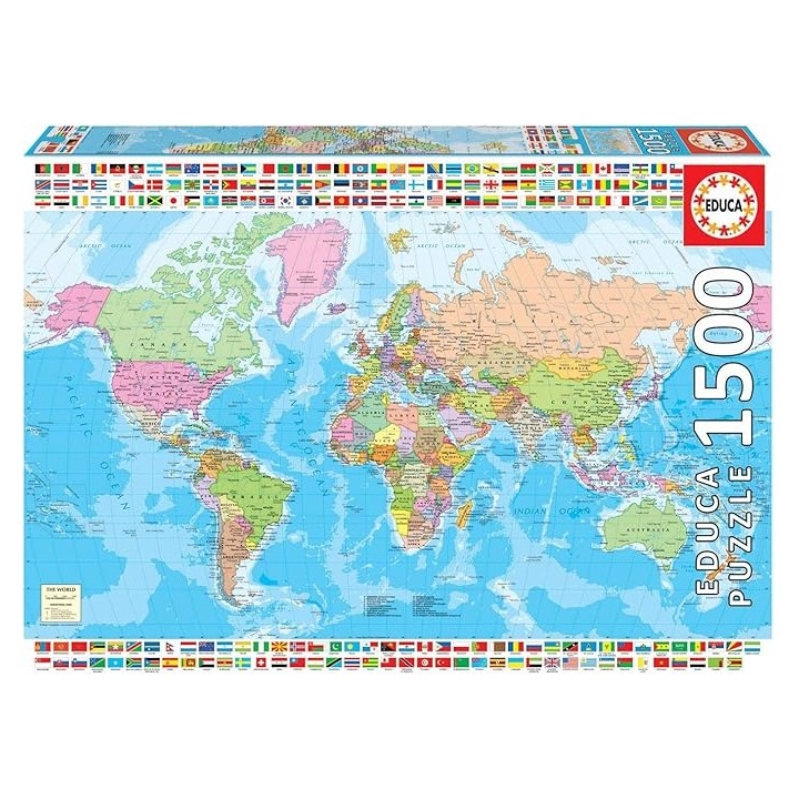 PUZZLE MAPAMUNDI POLITICO 1500 PIEZAS EDUCA 18500