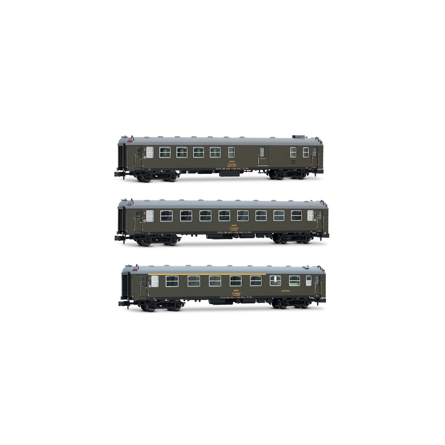 SET 3 COCHES 5000 VERDE OLIVA RENFE ARNOLD HN4477 ESCALA N