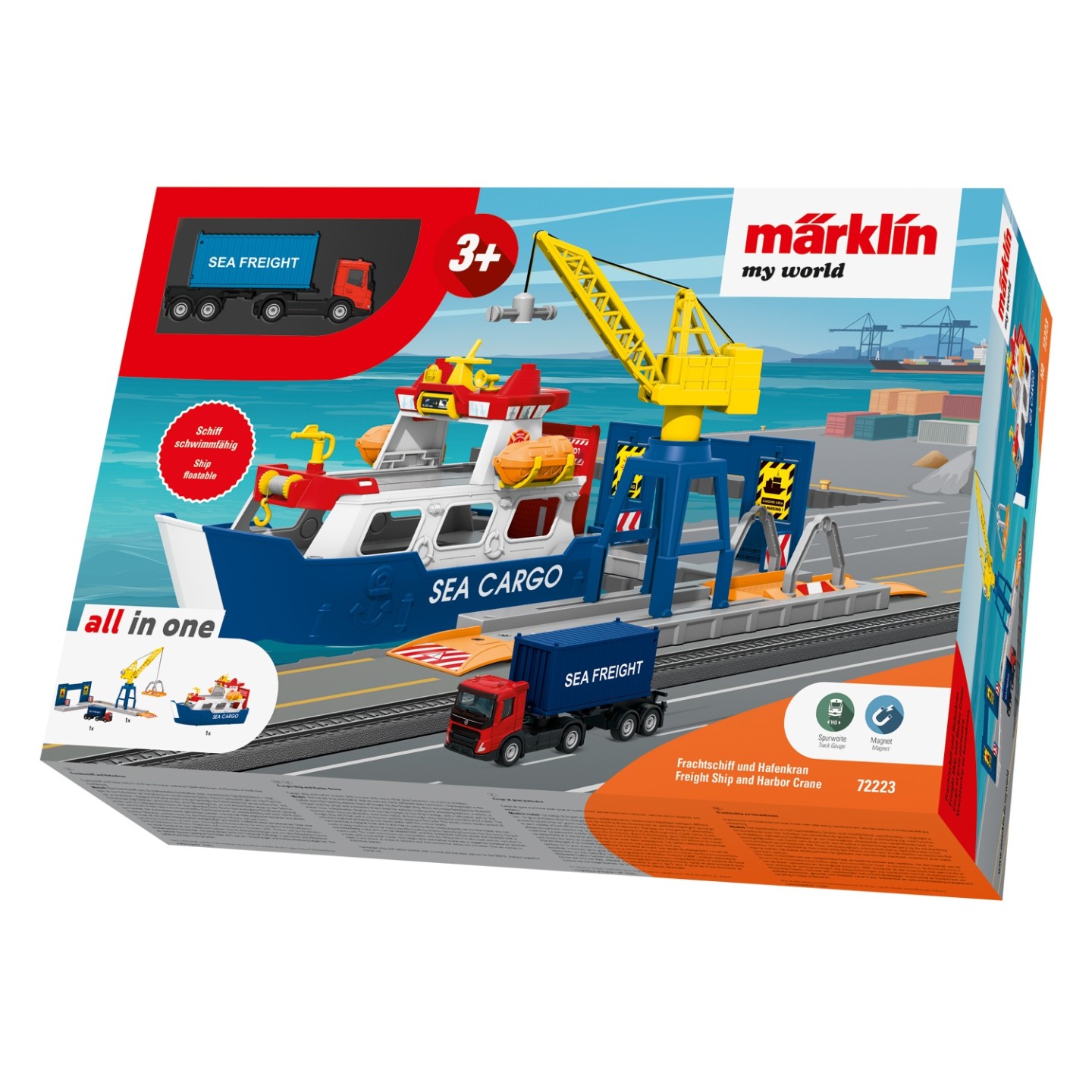 BUQUE DE CARGA Y GRUA PORTUARIA MARKLIN MY WORLD 72223