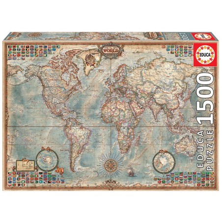 PUZZLE EL MUNDO MAPA POLITICO 1500 EDUCA 16005
