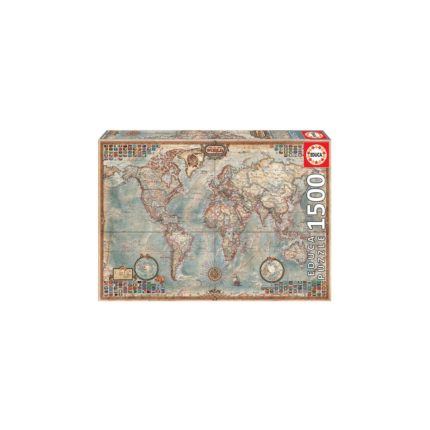 PUZZLE EL MUNDO MAPA POLITICO 1500 EDUCA 16005