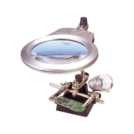 LUPA LED CON PINZAS REGULABLES Y SOPORTE PARA SOLDADOR DISMOER 19101