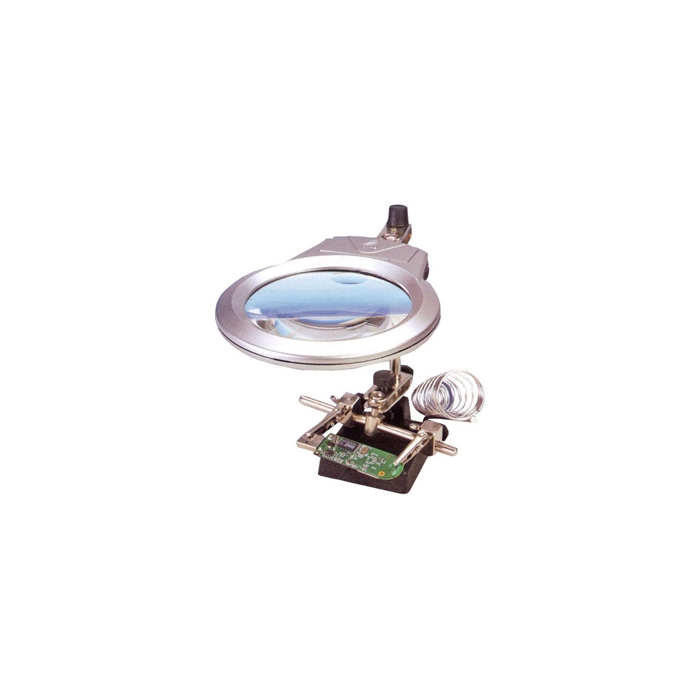 LUPA LED CON PINZAS REGULABLES Y SOPORTE PARA SOLDADOR DISMOER 19101