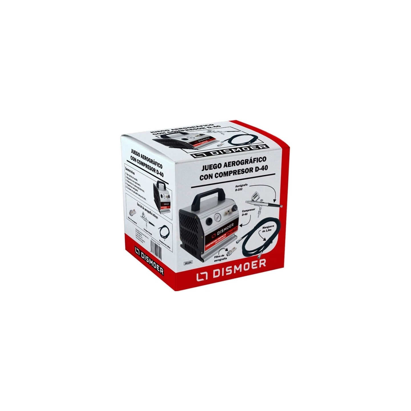 KIT AERÓGRAFO + COMPRESOR D-40 DISMEOR 26104