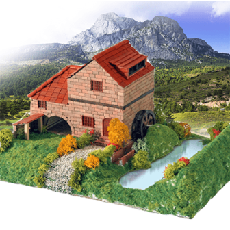 KIT DE CONSTRUCCIÓN DE LADRILLOS CASA RURAL CON MOLINO KERANOVA 30314