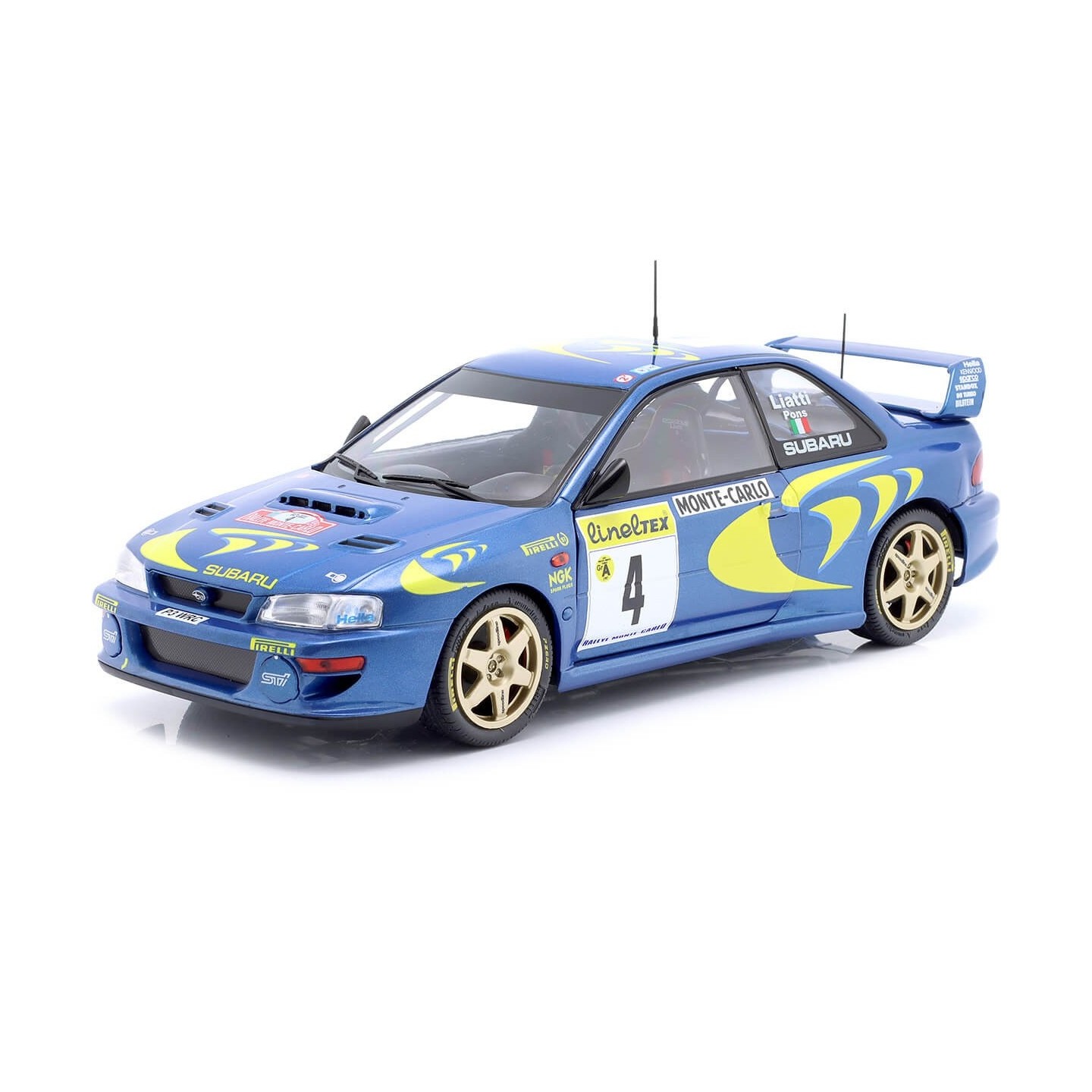 SUBARU IMPREZA S5 WRC Nº4 LIATTI / PONS MONTECARLO 1997 SOLIDO S1807405 ESCALA 1/18