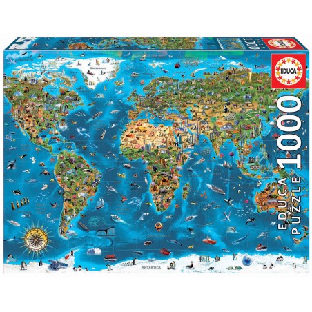 PUZZLE MAPA MARAVILLAS DEL MUNDO 1000 EDUCA 19022