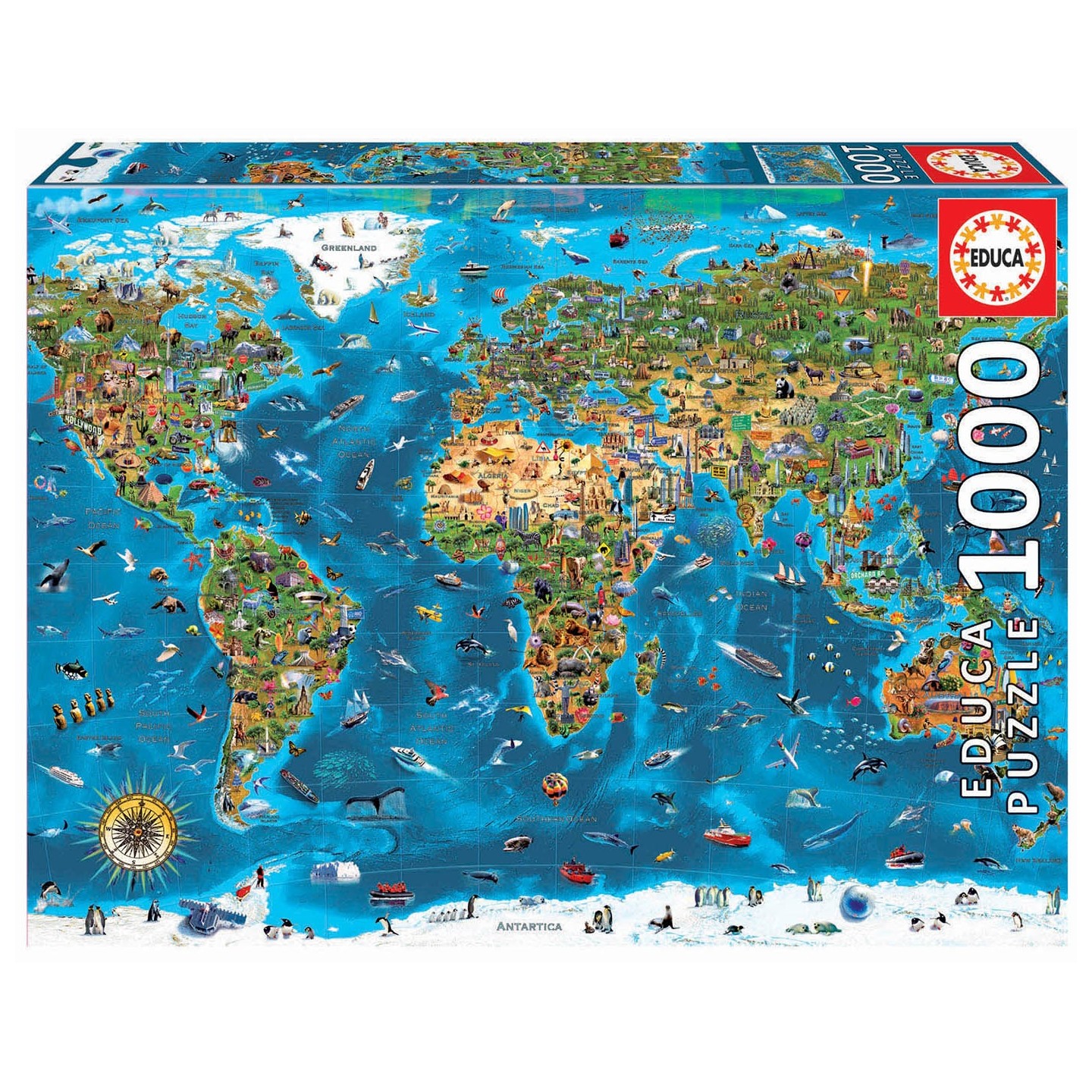 PUZZLE MAPA MARAVILLAS DEL MUNDO 1000 EDUCA 19022