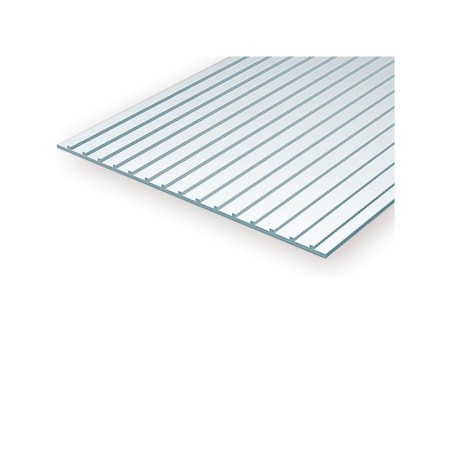 HOJA ESTILO METAL ESTIRENO BLANCO 15X30cm. 1mm de grosor y espaciado6,3mm 1ud EVERGREEN 4522