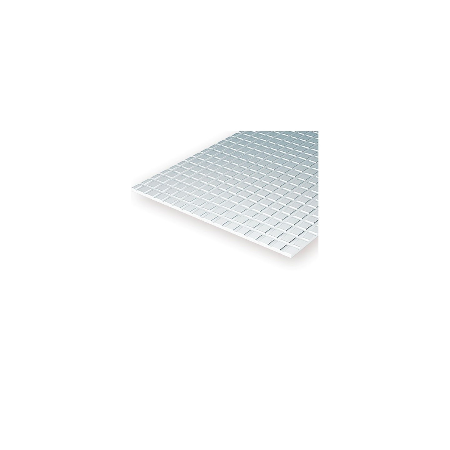 HOJA GRABADA EN CUADRICULA ESTIRENO BLANCO 15X30cm, 1mm de grosor y espaciado 8,4x8,4mm 1ud EVERGREEN 4506