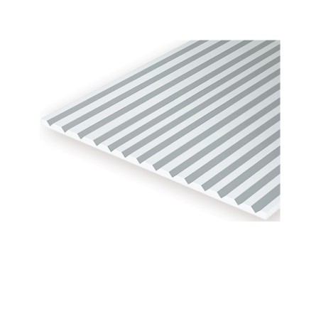 HOJA GRABADA EN V DE ESTIRENO BLANCO 15X30cmm, 1mm de grosor y 6,3mm de espaciado 1ud EVERGREEN 4250