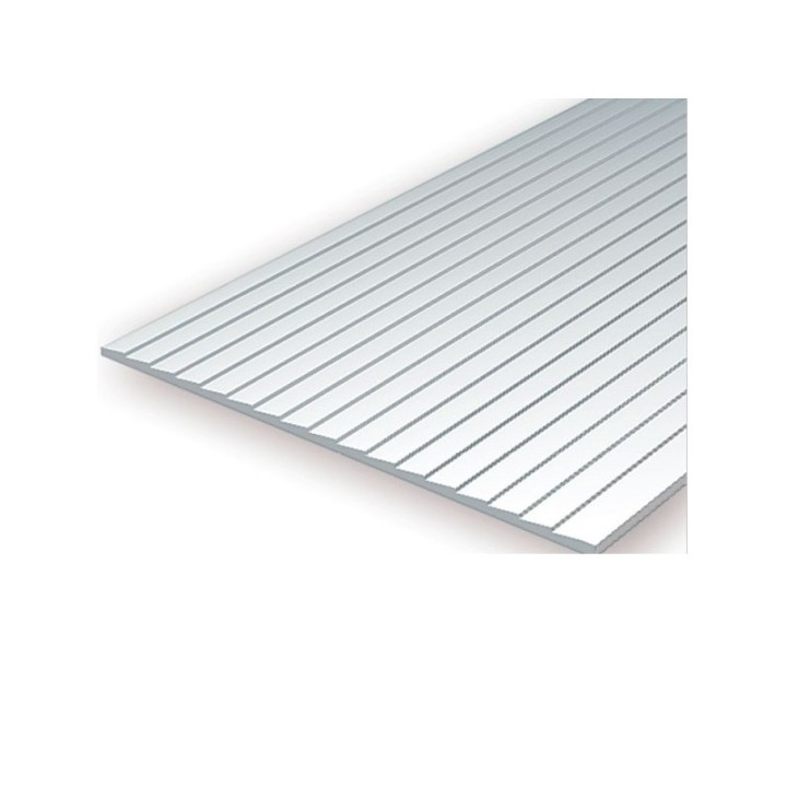 HOJA DE ESTIRENO BLANCO 15X30cmm, 1mm de grosor y espaciado de 2mm 1ud EVERGREEN 4081