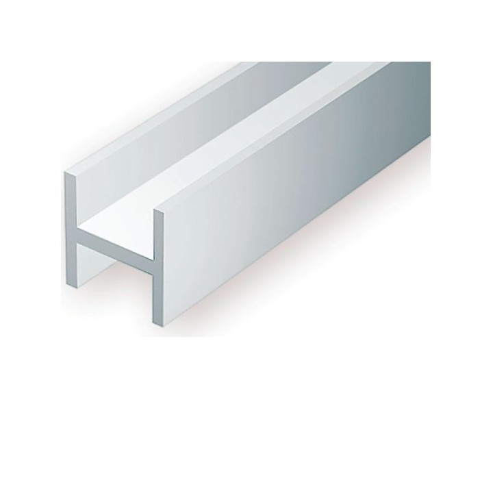 VIGAS EN H ESTIRENO BLANCO  4,8 x 4,35 x 0,35 x 0,6 mm y 35 cm de largo. EVERGREEN 286