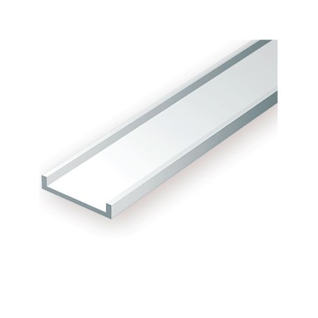 CANAL EN U DE ESTIRENO BLANCO  7,9 x 2,35 x 0.5 x 0.7  mm y 35 cm de largo. EVERGREEN 268