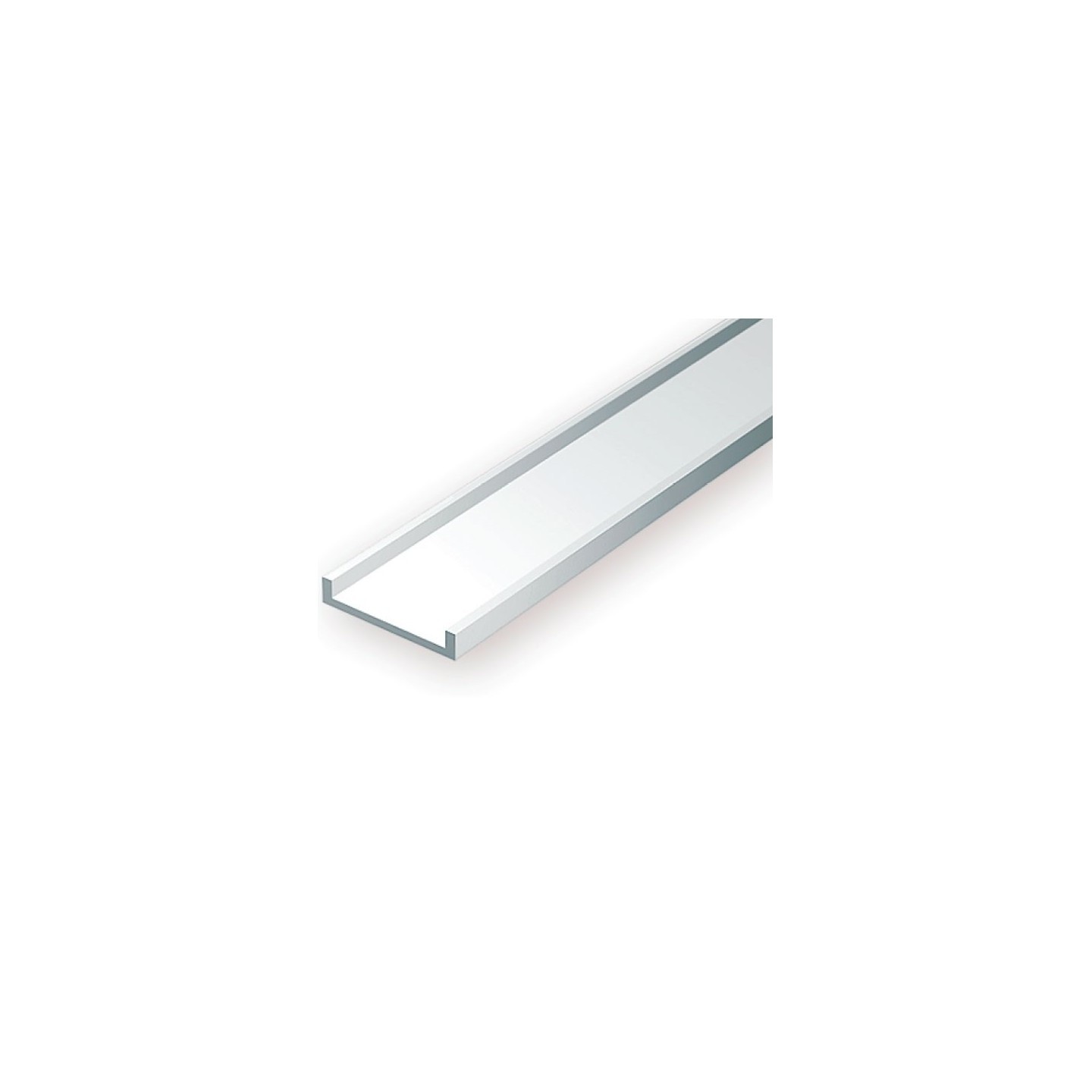 CANAL EN U DE ESTIRENO BLANCO  7,9 x 2,35 x 0.5 x 0.7  mm y 35 cm de largo. EVERGREEN 268