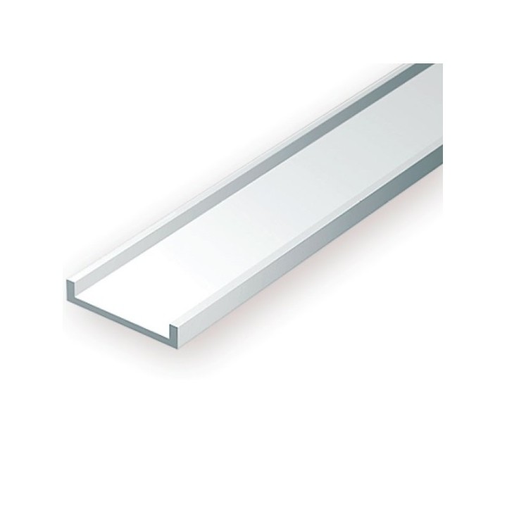 CANAL EN U DE ESTIRENO BLANCO 4,0 x 1,325 x 0.35x 0.55 mm y 35 cm de largo. EVERGREEN 265