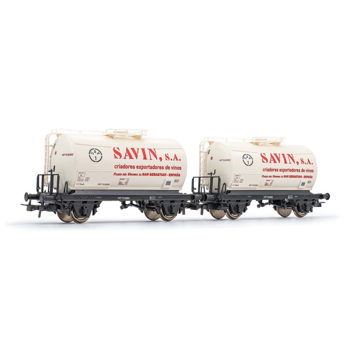 VAGONES CISTERNA 2 EJES \"SAVIN S.A.\" ELECTROTREN HE6030 ESCALA H0