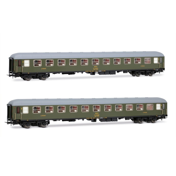 SET 2 COCHES LITERAS BBL-8100 VERDE OLIVA ELECTROTREN HE4036 ESCALA H0