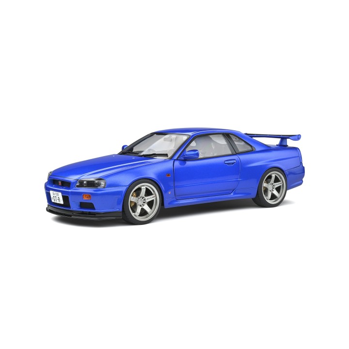 NISSAN SKYLINE (R34) GT-R 1999 BAYSIDE AZUL SOLIDO S1804306 ESCALA 1/18