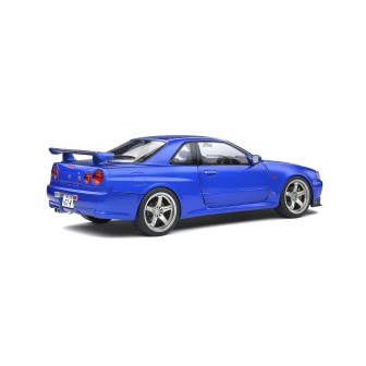 NISSAN SKYLINE (R34) GT-R 1999 BAYSIDE AZUL SOLIDO S1804306 ESCALA 1/18