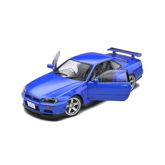 NISSAN SKYLINE (R34) GT-R 1999 BAYSIDE AZUL SOLIDO S1804306 ESCALA 1/18