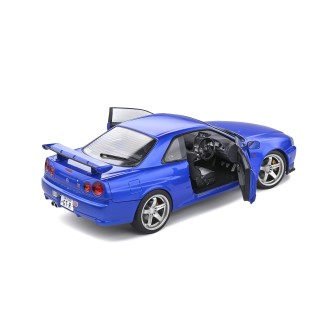 NISSAN SKYLINE (R34) GT-R 1999 BAYSIDE AZUL SOLIDO S1804306 ESCALA 1/18