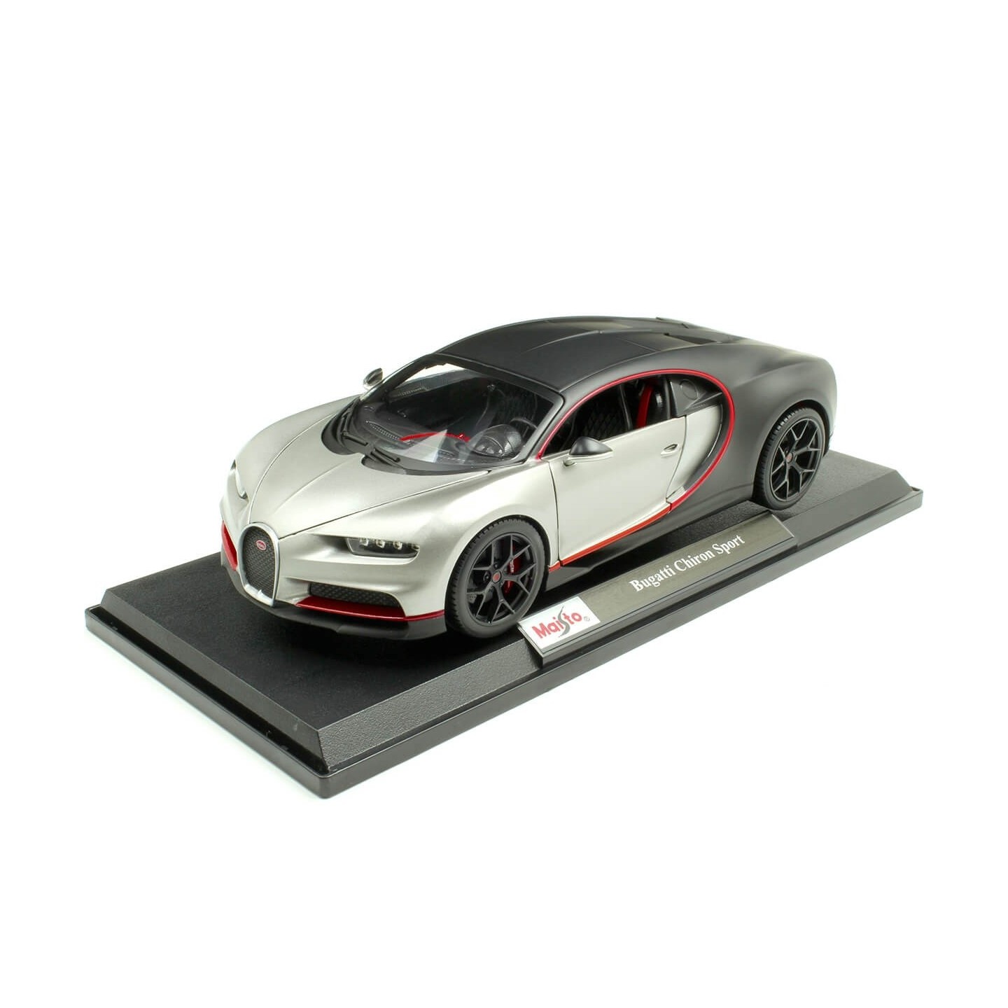 BUGATTI CHIRON SPORT 1500 W16 NEGRO/PLATEADO 2018 MAISTO 11044 ESCALA 1/18