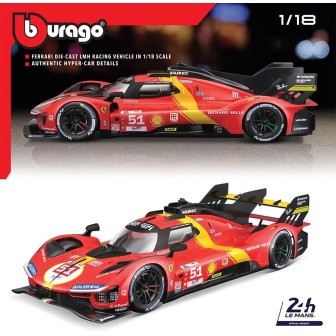 FERRARI 499P 3.0L TURBO V6 GANADOR 24h LE MANS 2023 BURAGO 16301/51 ESCALA 1/18