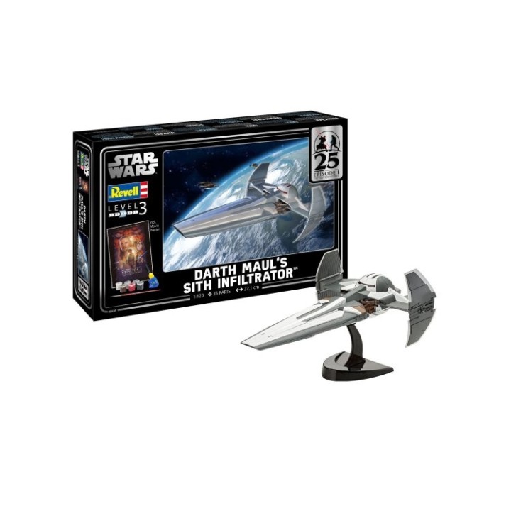 KIT CON PINTURAS DARTH'S MAUL SITH INFILTRATOR" EDICION 25 ANIVERSARIO REVELL 05638 ESCALA 1/120"