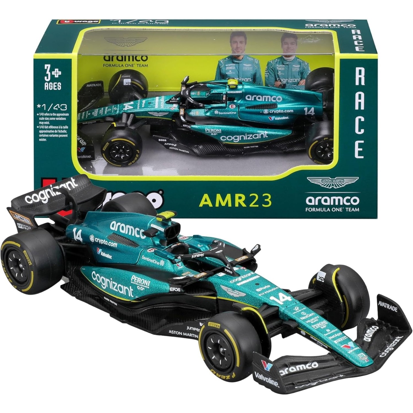 F1 FERNANDO ALONSO ASTON MARTIN 2023 BURAGO 38090 ESCALA 1/43