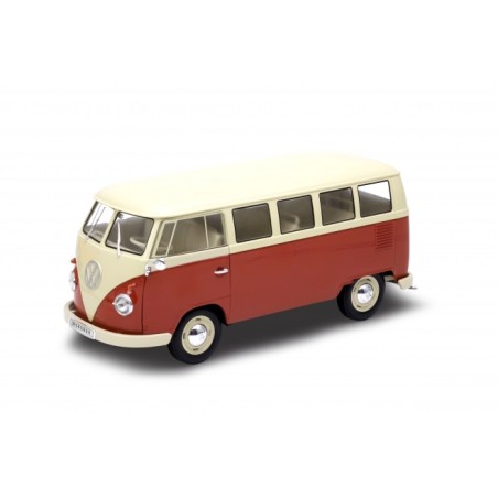 VOLKSWAGEN T1 BUS ROJO/BEIGE 1963 WELLY 18054 ESCALA 1/18