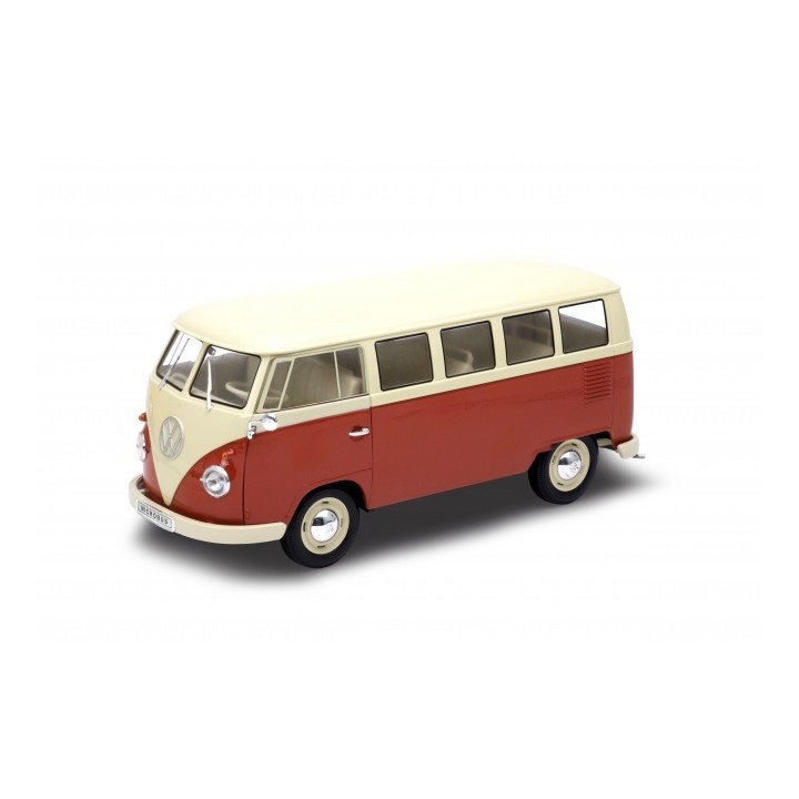 VOLKSWAGEN T1 BUS ROJO/BEIGE 1963 WELLY 18054 ESCALA 1/18