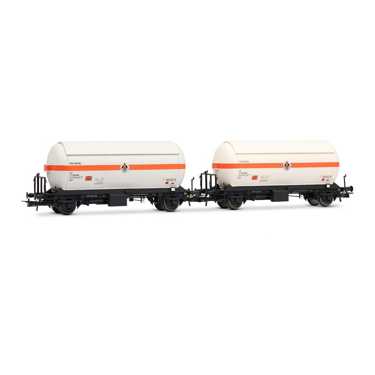 SET 2 VAGONES CISTERNA GAS BUTANO S.A." RENFE ELECTROTREN HE6072 ESCALA H0"