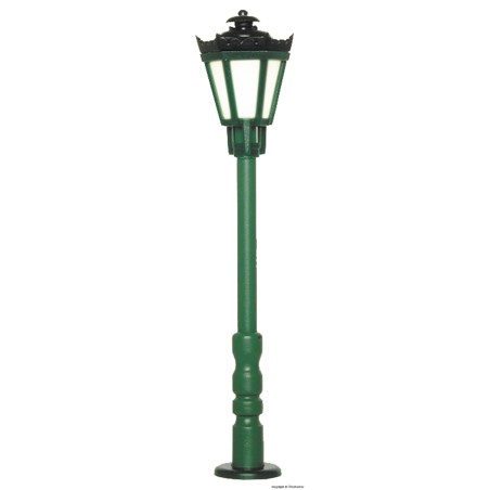 FAROLA DE PARQUE CLASICA VERDE 5,6cm LED BLANCO CÁLIDO VIESSMANN 6072 ESCALA H0