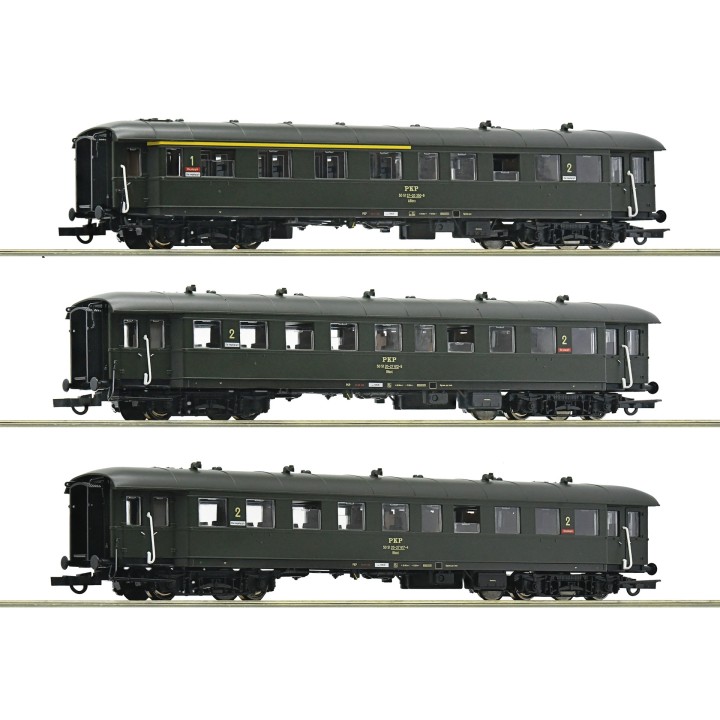 SET 3 COCHES PASAJEROS PKP ROCO 6200058 ESCALA H0